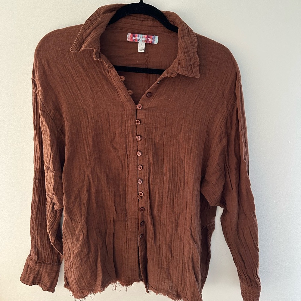 Urban Outfitters 100% cotton Brown Button-Down Shirt